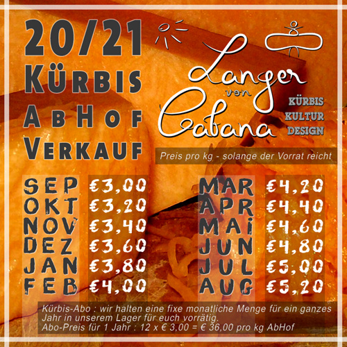 Kürbis Preise 2020